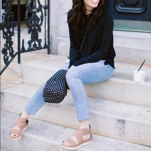 Eileen Fisher Sport Tumbled Leather Sneaker Sandals with Cross-Over Straps - Picture 15 of 16